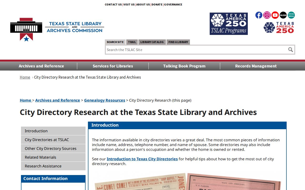 Belton city directory research using the Texas State Library directory guide