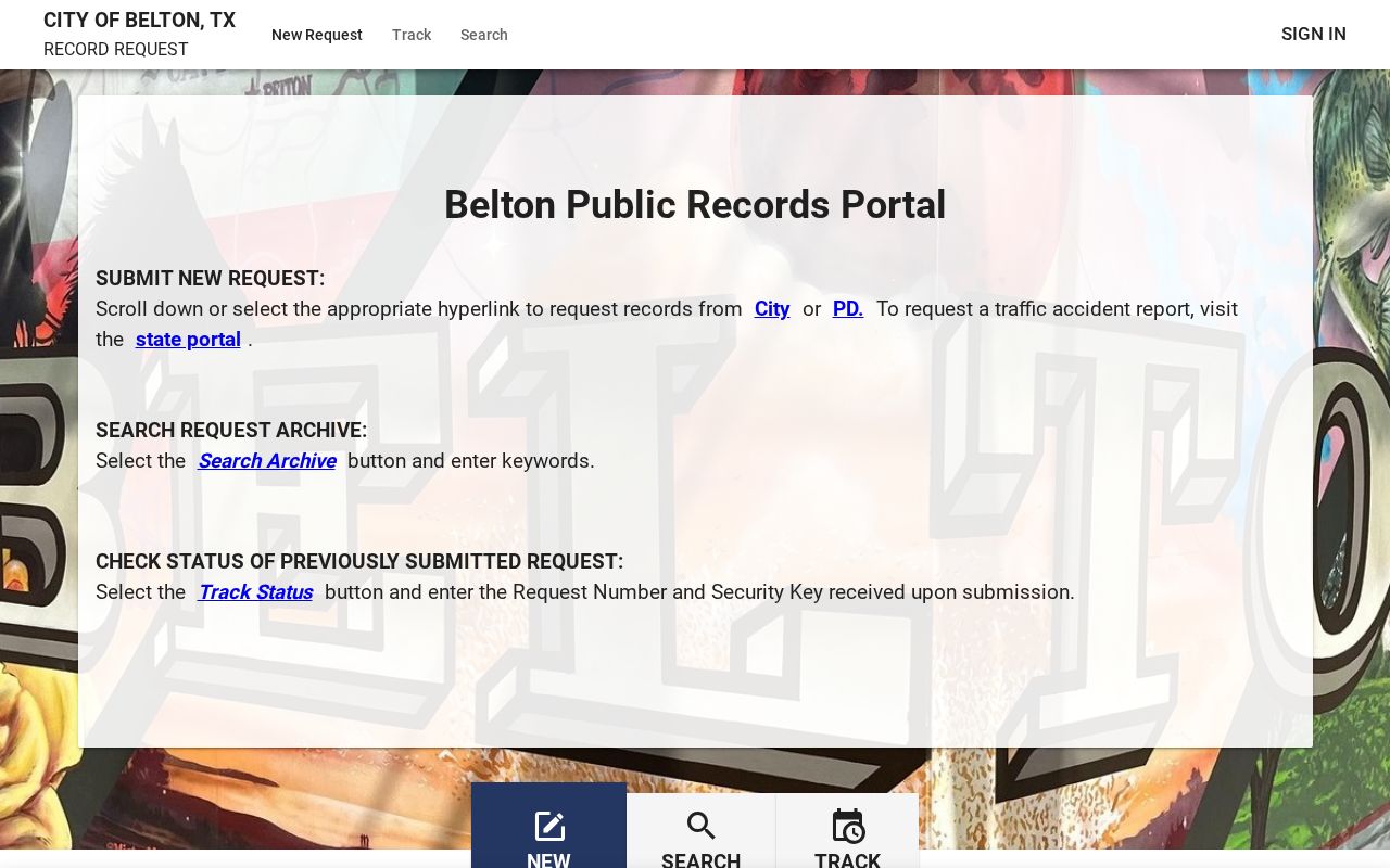 Belton residents directory City of Belton public information request portal