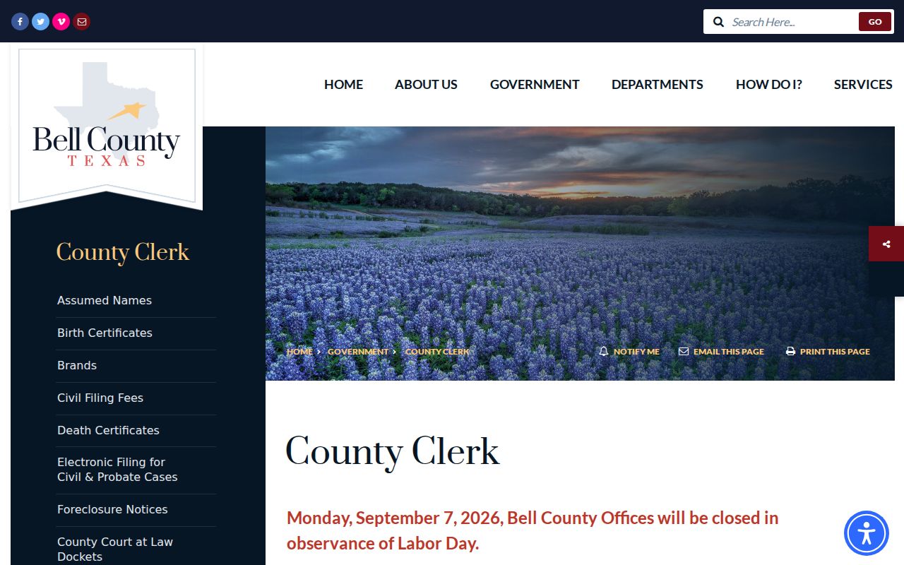 Belton residents directory Bell County Clerk records office page