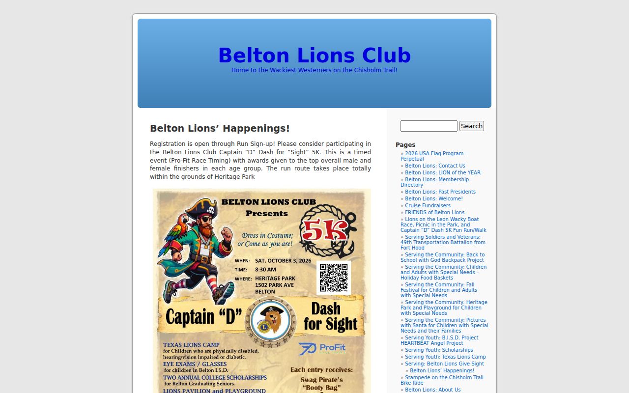Belton neighbors Lions Club civic organization information