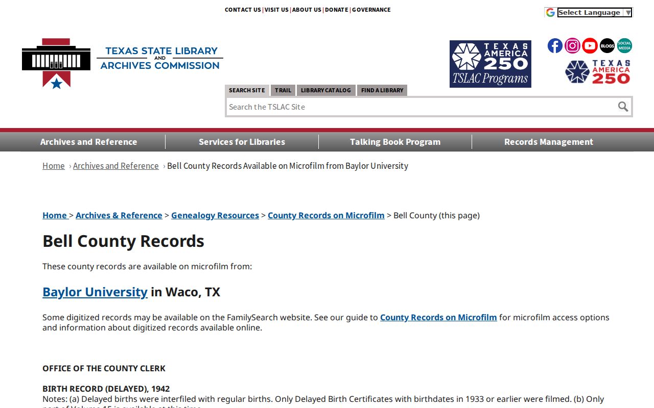Belton previous residents research in the Texas State Library Bell County local-records guide